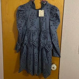 ZARA, Blue Embroidered Dress S